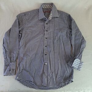 Robert Graham Boys Medium (10-12) French Cuff Dress Shirt Blue White